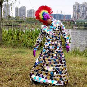 Mix color mirror dress costume for girl performance